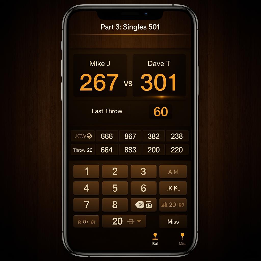 Live dart scoring counter